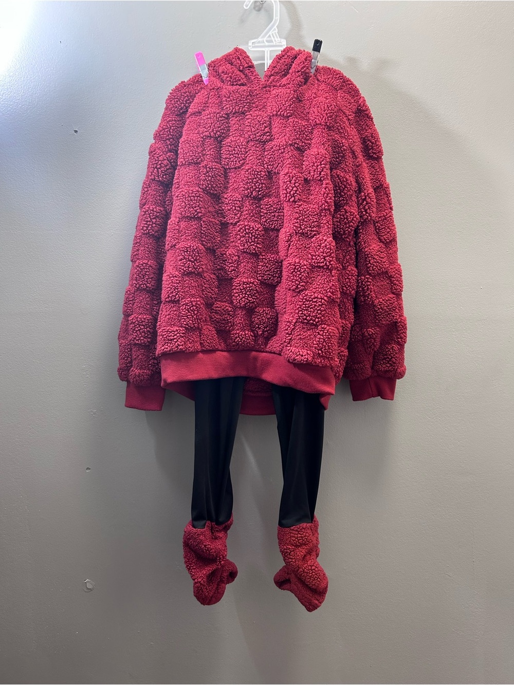 SHEIN Plush Red Teddy Hoodie/Pants Outfit